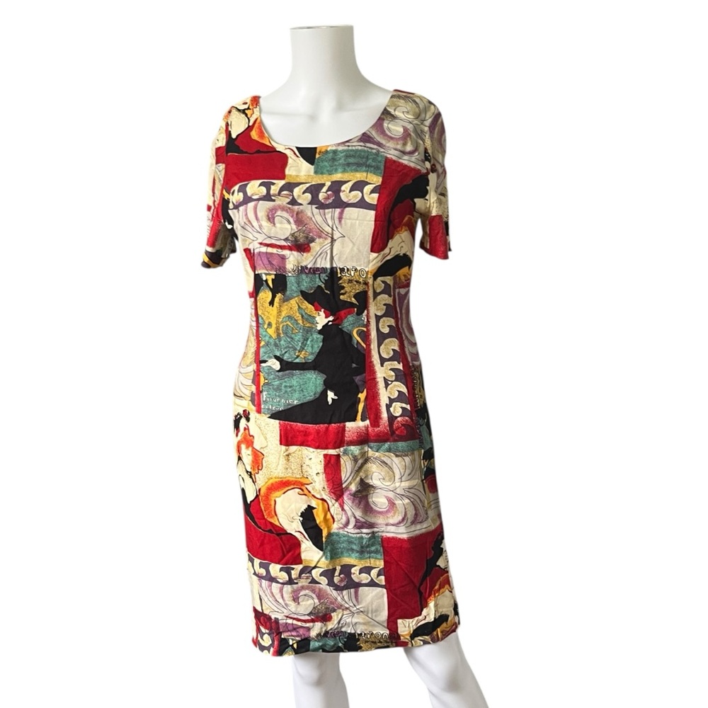 Vintage 80s BGB LTD Dress Art French Painting Beautiful Colorful Maximalist